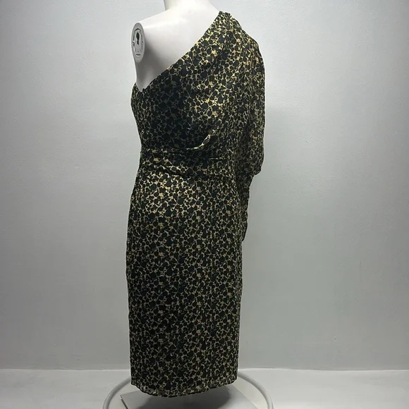Iro Morello One Shoulder Dress Mini Silk Satin Cheetah Brown Black Print Size 4 - Picture 10 of 13